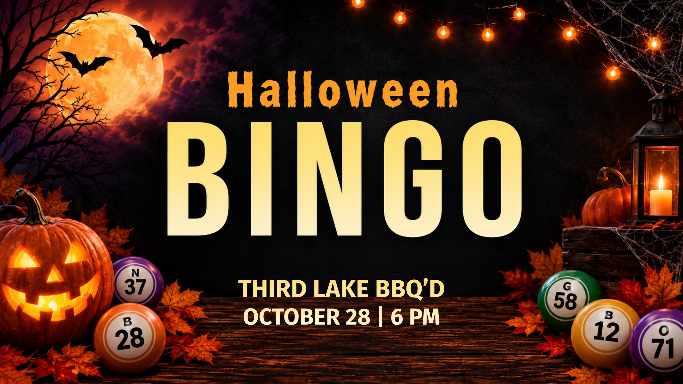 Halloween Bingo Night at BBQ'd Productions Third Lake